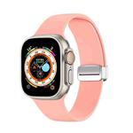 Folding Buckle Silicone Watch Band For Apple Watch Ultra 49mm(Pink)