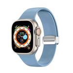 Folding Buckle Silicone Watch Band For Apple Watch Ultra 49mm(Light Blue)