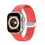 Folding Buckle Silicone Watch Band For Apple Watch Ultra 49mm(Red)