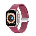 Folding Buckle Silicone Watch Band For Apple Watch Ultra 49mm(Wine Red)