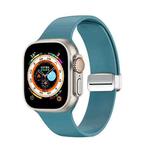 Folding Buckle Silicone Watch Band For Apple Watch Ultra 49mm(Cyan)