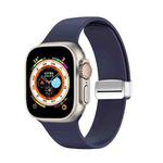Folding Buckle Silicone Watch Band For Apple Watch Ultra 49mm(Dark Blue)
