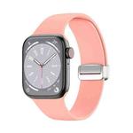 Folding Buckle Silicone Watch Band For Apple Watch Series 8&7 45mm / SE 2&6&SE&5&4 44mm / 3&2&1 42mm(Pink)