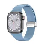 Folding Buckle Silicone Watch Band For Apple Watch Series 8&7 45mm / SE 2&6&SE&5&4 44mm / 3&2&1 42mm(Light Blue)