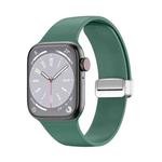 Folding Buckle Silicone Watch Band For Apple Watch Series 8&7 45mm / SE 2&6&SE&5&4 44mm / 3&2&1 42mm(Army Green)