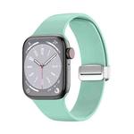 Folding Buckle Silicone Watch Band For Apple Watch Series 8&7 45mm / SE 2&6&SE&5&4 44mm / 3&2&1 42mm(Light Green)