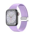 Folding Buckle Silicone Watch Band For Apple Watch Series 8&7 45mm / SE 2&6&SE&5&4 44mm / 3&2&1 42mm(Light Purple)