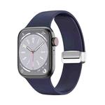 Folding Buckle Silicone Watch Band For Apple Watch Series 8&7 45mm / SE 2&6&SE&5&4 44mm / 3&2&1 42mm(Dark Blue)