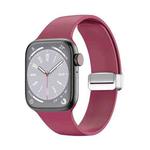 Folding Buckle Silicone Watch Band For Apple Watch Series 8&7 41mm / SE 2&6&SE&5&4 40mm / 3&2&1 38mm(Wine Red)