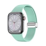 Folding Buckle Silicone Watch Band For Apple Watch Series 8&7 41mm / SE 2&6&SE&5&4 40mm / 3&2&1 38mm(Light Green)