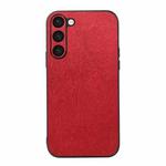 For Samsung Galaxy S23+ 5G Wood Texture PU Phone Case(Red)