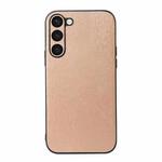 For Samsung Galaxy S23+ 5G Wood Texture PU Phone Case(Gold)
