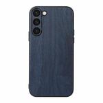 For Samsung Galaxy S23+ 5G Wood Texture PU Phone Case(Blue)