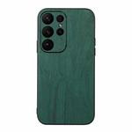 For Samsung Galaxy S23 Ultra 5G Wood Texture PU Phone Case(Green)