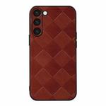 For Samsung Galaxy S23+ 5G Weave Plaid PU Phone Case(Brown)