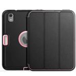 For iPad mini 6 3-Fold Amor Shockproof Smart Tablet Case(Black Pink)