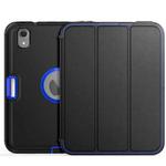 For iPad mini 6 3-Fold Amor Shockproof Smart Tablet Case(Black Light Blue)