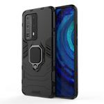 For Huawei P40 PC + TPU Shockproof Protective Case with Magnetic Ring Holder(Black)