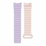 20mm For Samsung Galaxy Watch5 Silicone Magnetic Watch Band(Purple+Pink Sand)