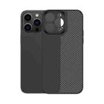 For iPhone 14 Plus Honeycomb Hollow Heat Dissipation Phone Case(Black)