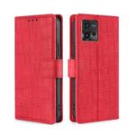 For Motorola Moto G72 4G Skin Feel Crocodile Magnetic Clasp Leather Phone Case(Red)