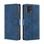 For Motorola Moto G72 4G Skin Feel Crocodile Magnetic Clasp Leather Phone Case(Blue)