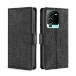 For vivo V25 Pro 5G Skin Feel Crocodile Magnetic Clasp Leather Phone Case(Black)