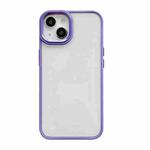 For iPhone 14 Clear Acrylic Soft TPU Phone Case with Metal Button(Purple)