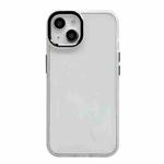 For iPhone 14 Clear Acrylic Soft TPU Phone Case with Metal Button(White)