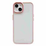 For iPhone 14 Plus Clear Acrylic Soft TPU Phone Case with Metal Button(Pink)