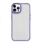 For iPhone 14 Pro Clear Acrylic Soft TPU Phone Case with Metal Button(Purple)