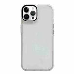 For iPhone 14 Pro Max Clear Acrylic Soft TPU Phone Case with Metal Button(White)