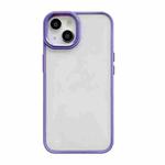 For iPhone 13 Clear Acrylic Soft TPU Phone Case with Metal Button(Purple)