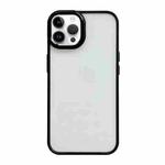 For iPhone 13 Pro Clear Acrylic Soft TPU Phone Case with Metal Button(Black)