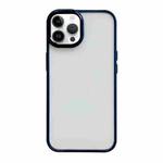 For iPhone 13 Pro Max Clear Acrylic Soft TPU Phone Case with Metal Button(Blue)