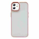 For iPhone 12 Clear Acrylic Soft TPU Phone Case with Metal Button(Pink)