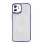 For iPhone 12 Clear Acrylic Soft TPU Phone Case with Metal Button(Purple)