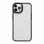For iPhone 12 Pro Clear Acrylic Soft TPU Phone Case with Metal Button(Black)