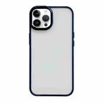 For iPhone 12 Pro Clear Acrylic Soft TPU Phone Case with Metal Button(Blue)