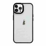 For iPhone 12 Pro Max Clear Acrylic Soft TPU Phone Case with Metal Button(Black)