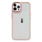 For iPhone 12 Pro Max Clear Acrylic Soft TPU Phone Case with Metal Button(Pink)