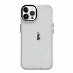 For iPhone 12 Pro Max Clear Acrylic Soft TPU Phone Case with Metal Button(White)