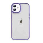 For iPhone 11 Clear Acrylic Soft TPU Phone Case with Metal Button(Purple)