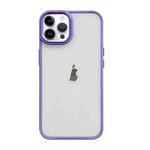 For iPhone 11 Pro Max Clear Acrylic Soft TPU Phone Case with Metal Button(Purple)