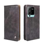 For vivo V25 Pro 5G Non-Magnetic Retro Texture Flip Leather Phone Case(Grey)