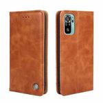 For Xiaomi Poco M5s 4G/Redmi Note 11 SE India Non-Magnetic Retro Texture Flip Leather Phone Case(Brown)