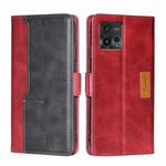 For Motorola Moto G72 4G Contrast Color Side Buckle Leather Phone Case(Red + Black)