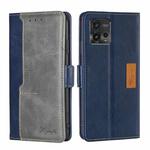 For Motorola Moto G72 4G Contrast Color Side Buckle Leather Phone Case(Blue + Grey)