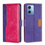 For Xiaomi Redmi Note 12 China Contrast Color Side Buckle Leather Phone Case(Purple + Rose Red)