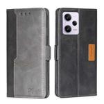 For Xiaomi Redmi Note 12 Pro 5G China Contrast Color Side Buckle Leather Phone Case(Black + Grey)